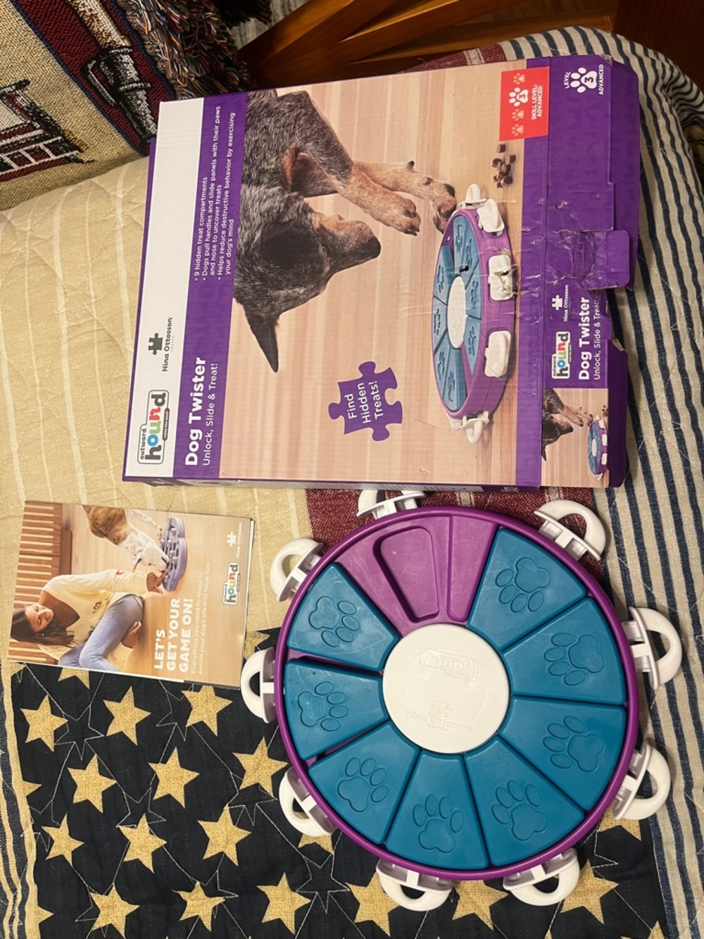 Outward Hound Purple and Teal Sliding Treat Puzzle